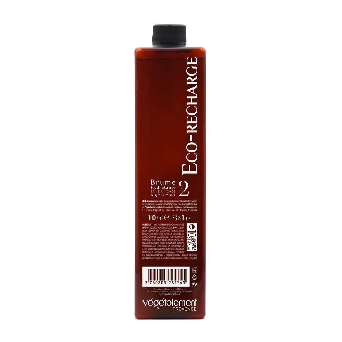 packshot de BRUME HIDRATANTEE SIN ACLARADO N°2 AGRUMES ECO RECARGA 1000 ML de Vegetalement