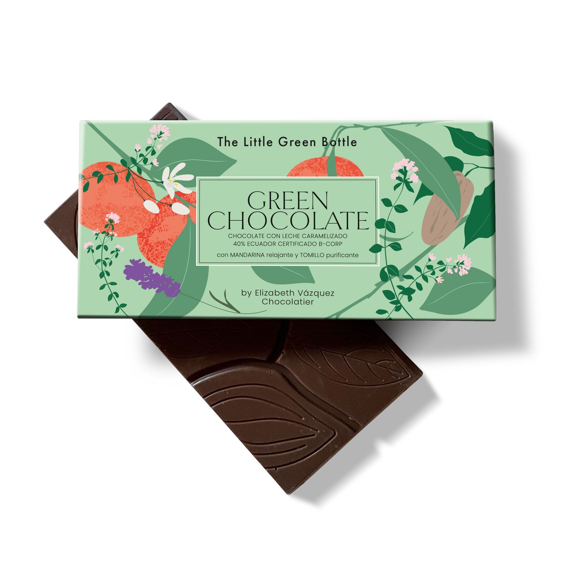 Tableta GREEN CHOCOLATE 75 grs - Mandarina relajante & Tomillo aromático TLGB