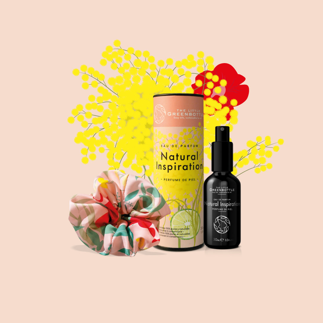 Cofre "TIE & SCENT" medium - coletero hecho a mano AMAPOLAS con Eau de Parfum NATURAL INSPIRATION 30 ML