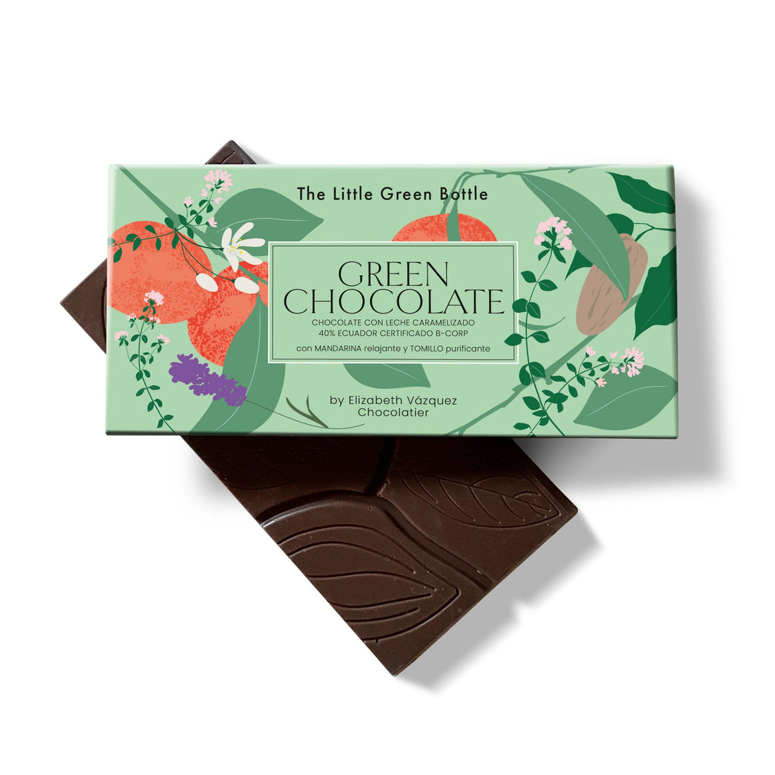 Tableta GREEN CHOCOLATE 75 grs - Mandarina relajante & Tomillo aromático TLGB